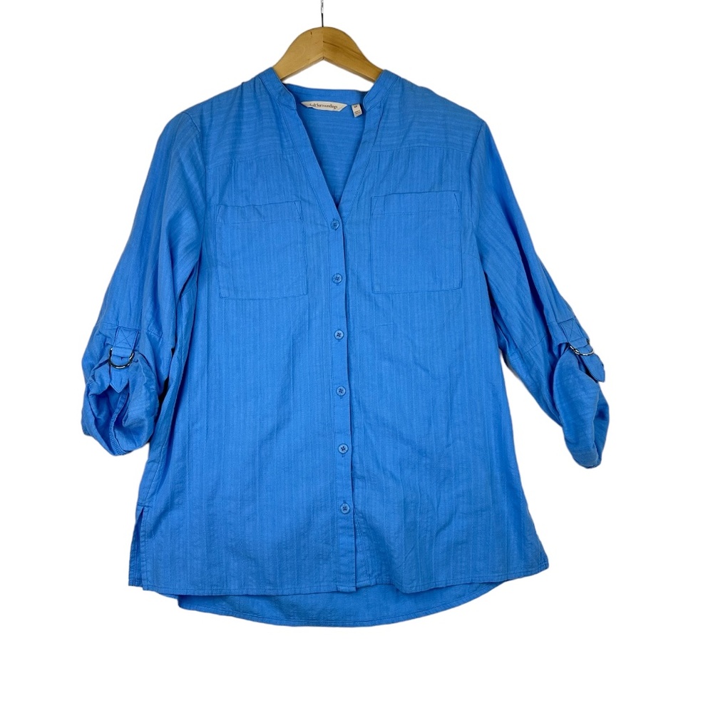 Soft‎ Surroundings 3/4 Sleeve Blue Tunic Size XS